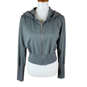 House ID Gray Zip Up‎ Hoodie Cropped Sweatshirt Athleisure Streetwear Large